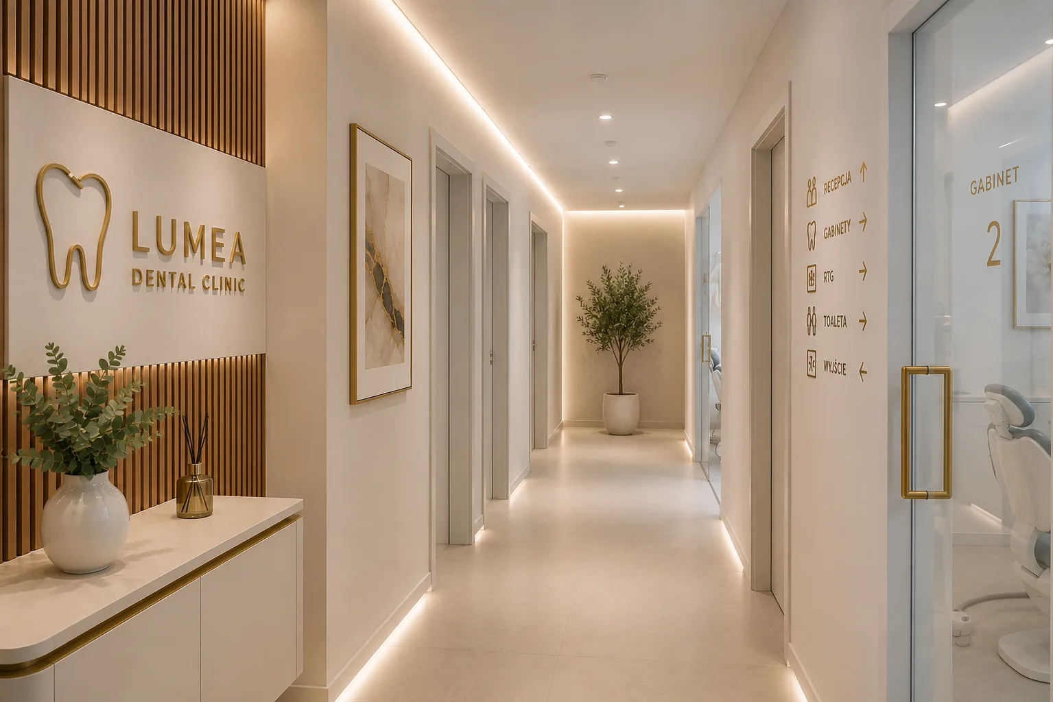 Korytarz kliniki LUMEA Dental Clinic
